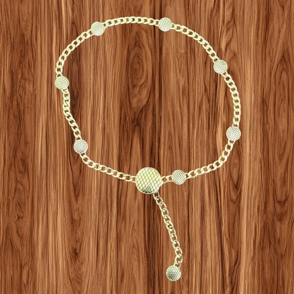 Vintage Unbranded Boho Gold‎ Coin Chain Belt, OS